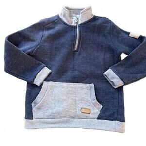 7 FOR ALL MANKIND Youth Navy/Gray Quarter Zip Kangaroo Pocket SZ 5 Quiet‎ Luxury